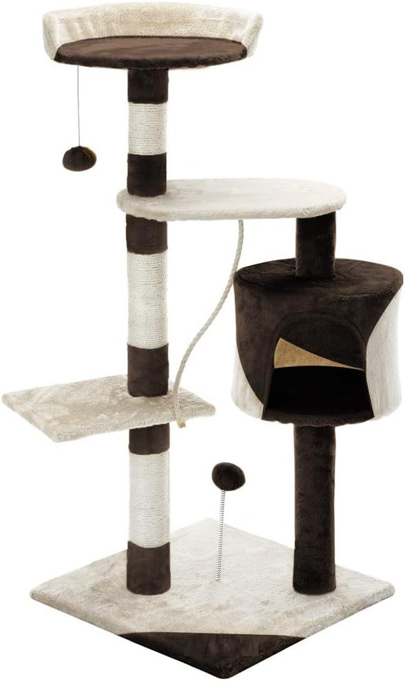 CARLA HOME 140cm Cat Tree for Indoor Cats with Plush Perch, Sisal Scratching Posts & Condo for Kittens & Adult Cats (Beige) - Image 10