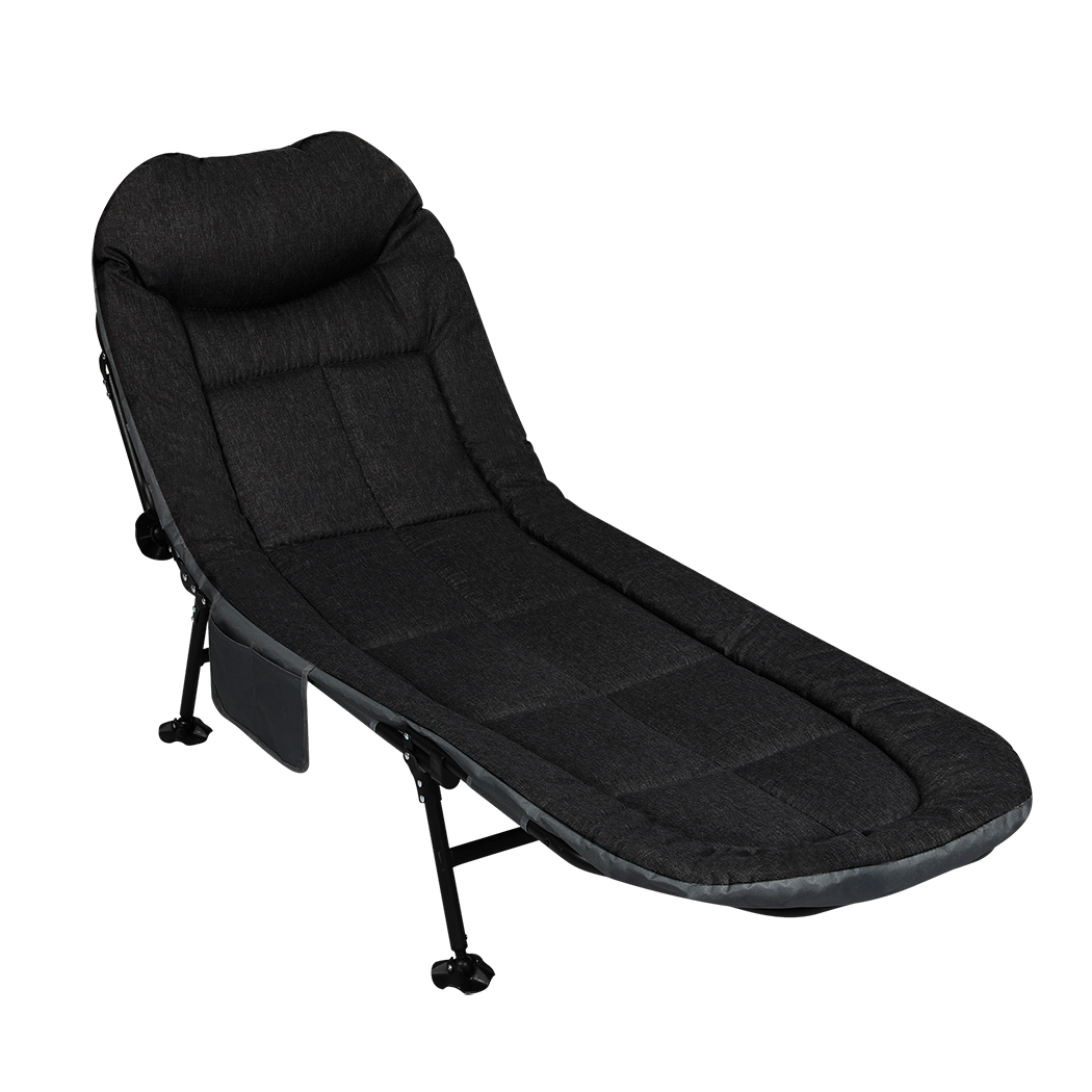 Levede Folding Camping Bed Camp Cots Black - Image 9
