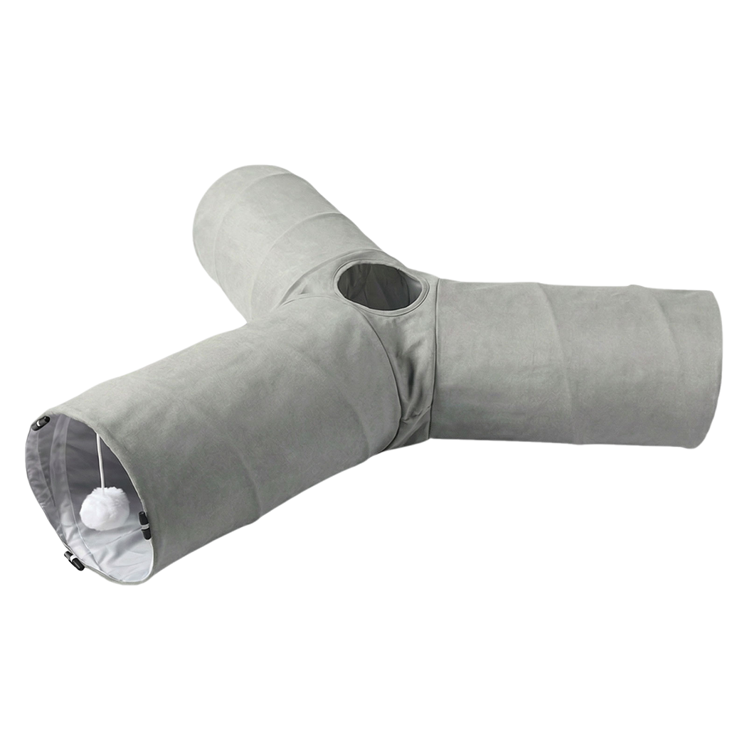 Pawz 3 Way Cat Tunnel Toy Interactive Foldable Tube Indoor Pet 2 Haning Balls - Image 9