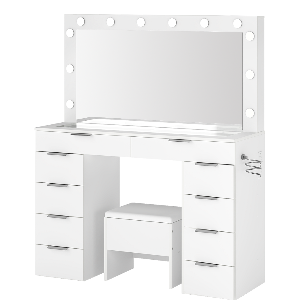 Levede Dressing Table LED Makeup Mirror Stool Set Vanity Desk Cabinet 10 Drawers - Image 10