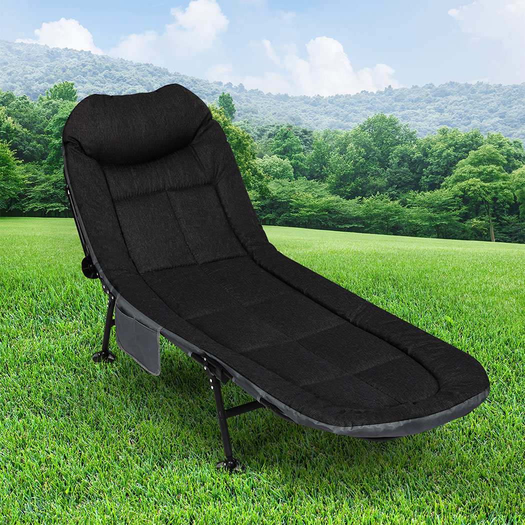 Levede Folding Camping Bed Camp Cots Black - Image 8