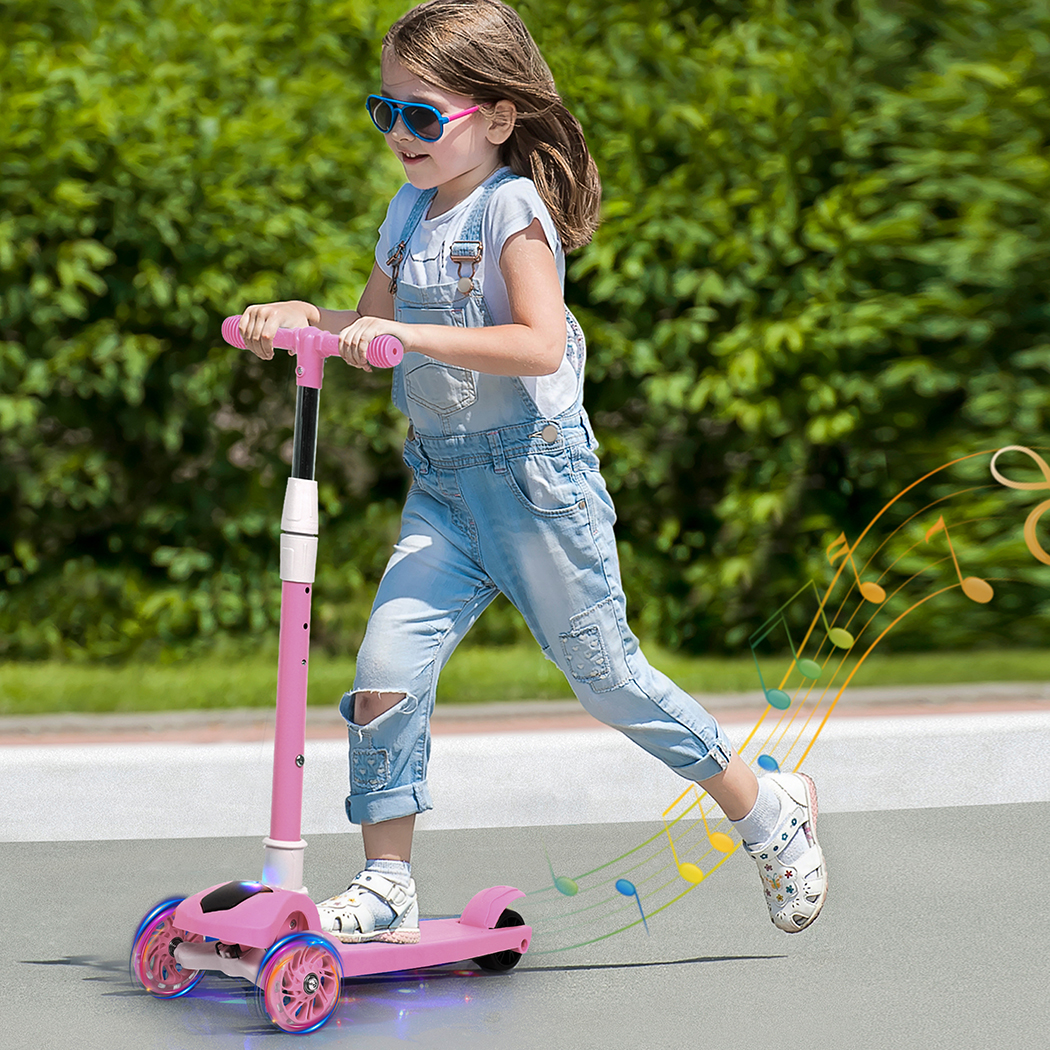 Bopeep Foldable Kids Scooter LED Music Pink - Image 7
