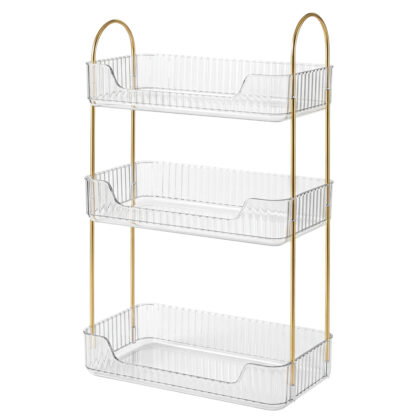 Ilus 3 Tier Makeup Organiser Vanity Countertop Shelf Cosmetic Holder White