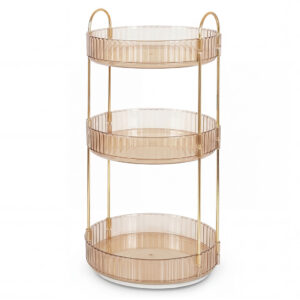 Ilus 360� Roating Makeup Organiser Vanity Countertop Shelf Cosmetic Holder Gold
