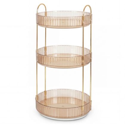 Ilus 360� Roating Makeup Organiser Vanity Countertop Shelf Cosmetic Holder Gold