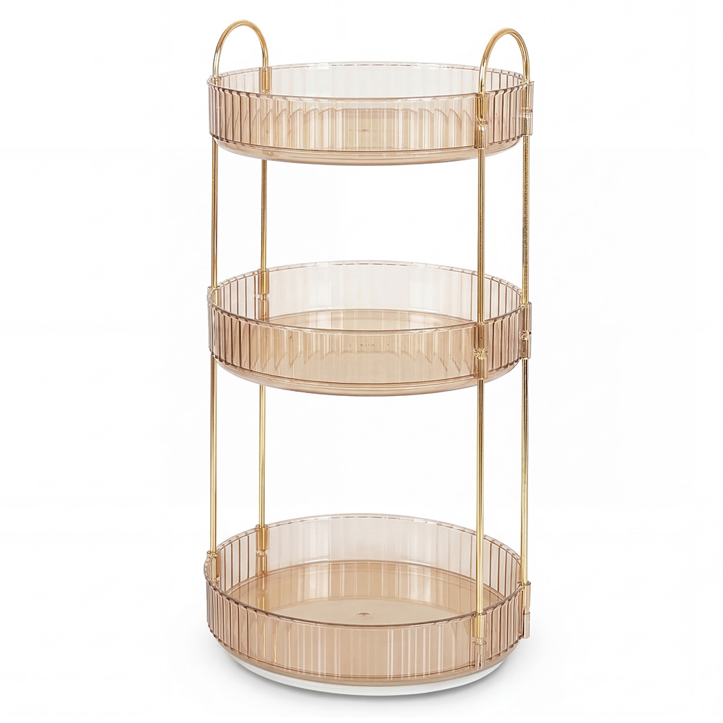 Ilus 360� Roating Makeup Organiser Vanity Countertop Shelf Cosmetic Holder Gold