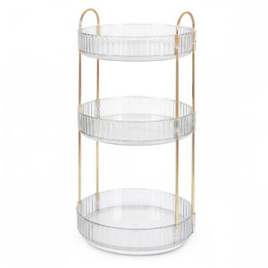 Ilus 360� Roating Makeup Organiser Vanity Countertop Shelf Cosmetic Holder White