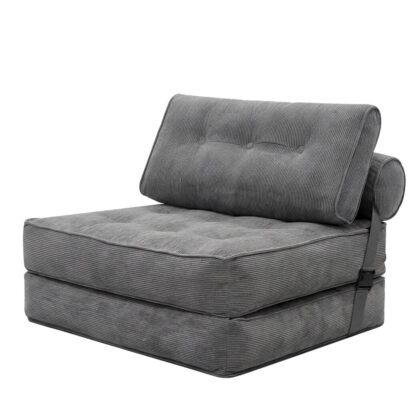 Levede Convertible Sofa Bed Foldable Single Sleeper Bed Compact Living Room Grey