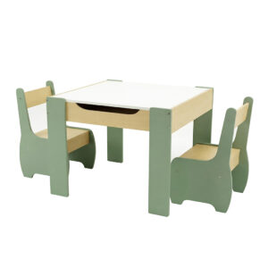 Levede Kids Table and Chairs Set 3-in-1 Chalkboard Storage Learning Dining Desk