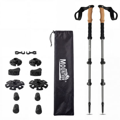 Mountview 2 Pcs Hiking Trekking Poles Walking Stick Adjustable Lightweight Grey