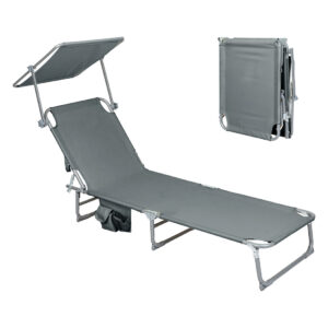 Levede Foldable Lounge Chairs with Canopy Grey