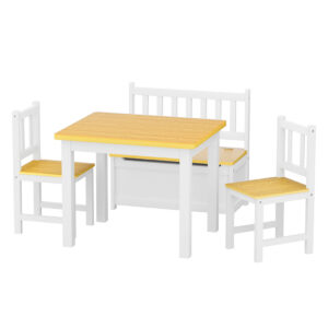 Bopeep Kids Table and Chairs Set Wooden Study Play 4PCS