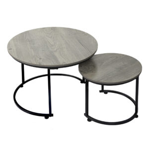 Levede Round Nesting Table Coffee Table Wood Side Table
