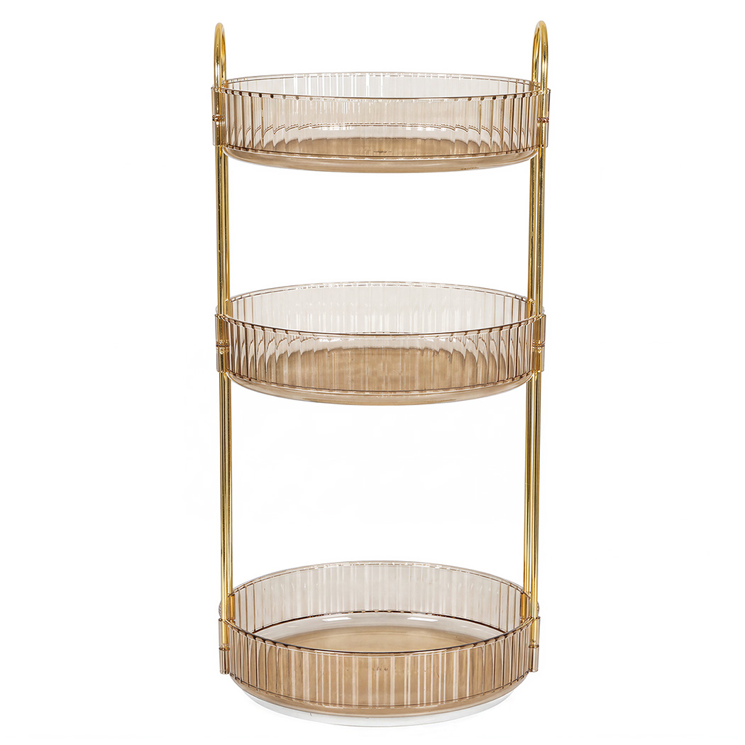 Ilus 360� Roating Makeup Organiser Vanity Countertop Shelf Cosmetic Holder Gold - Image 2