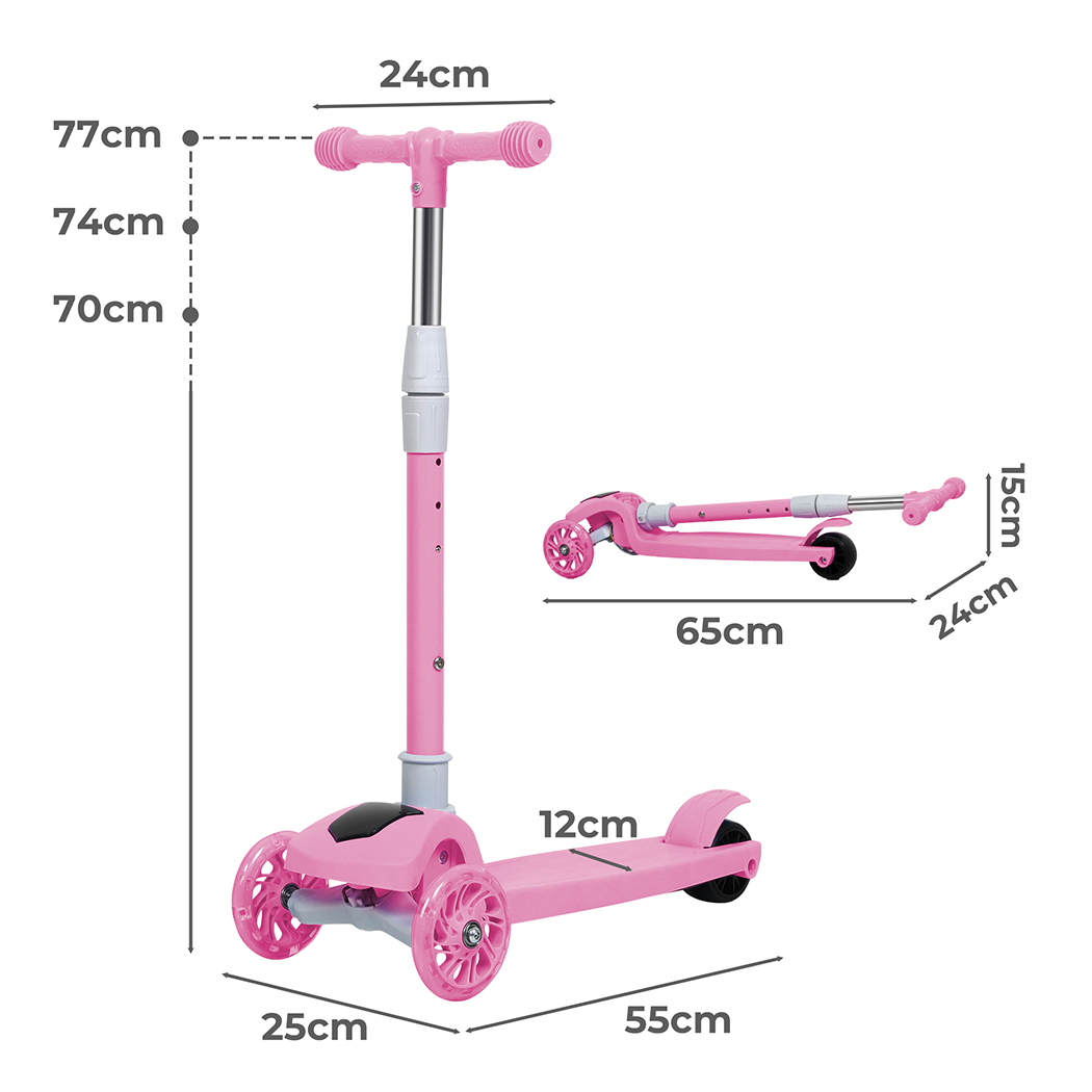 Bopeep Foldable Kids Scooter LED Music Pink - Image 3