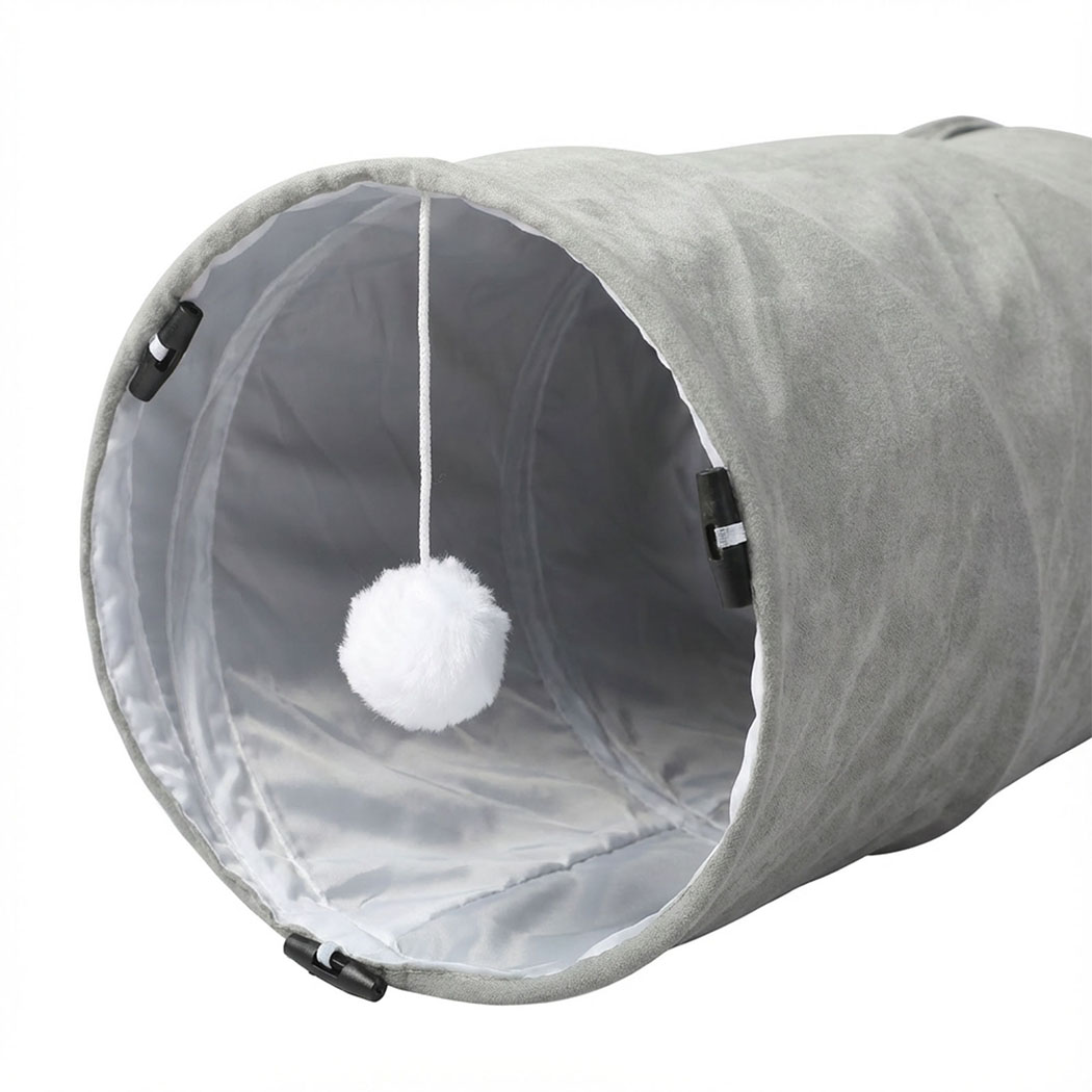 Pawz 3 Way Cat Tunnel Toy Interactive Foldable Tube Indoor Pet 2 Haning Balls - Image 4