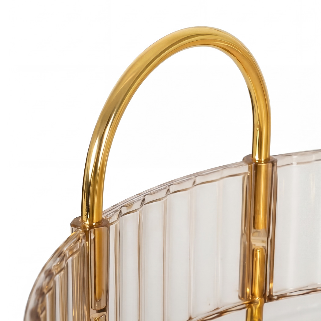 Ilus 360� Roating Makeup Organiser Vanity Countertop Shelf Cosmetic Holder Gold - Image 4