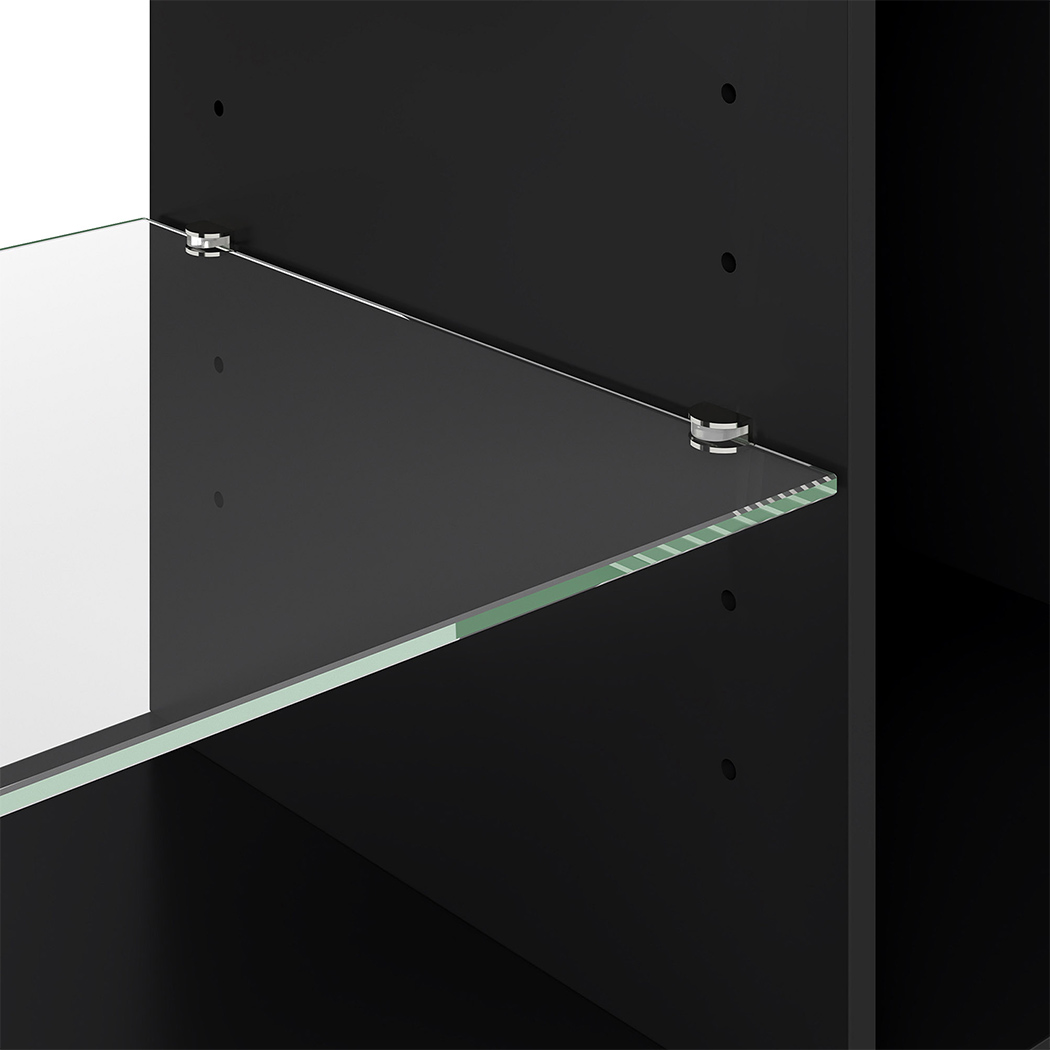 Levede TV Stand Storage with LED 140cm Black - Image 4