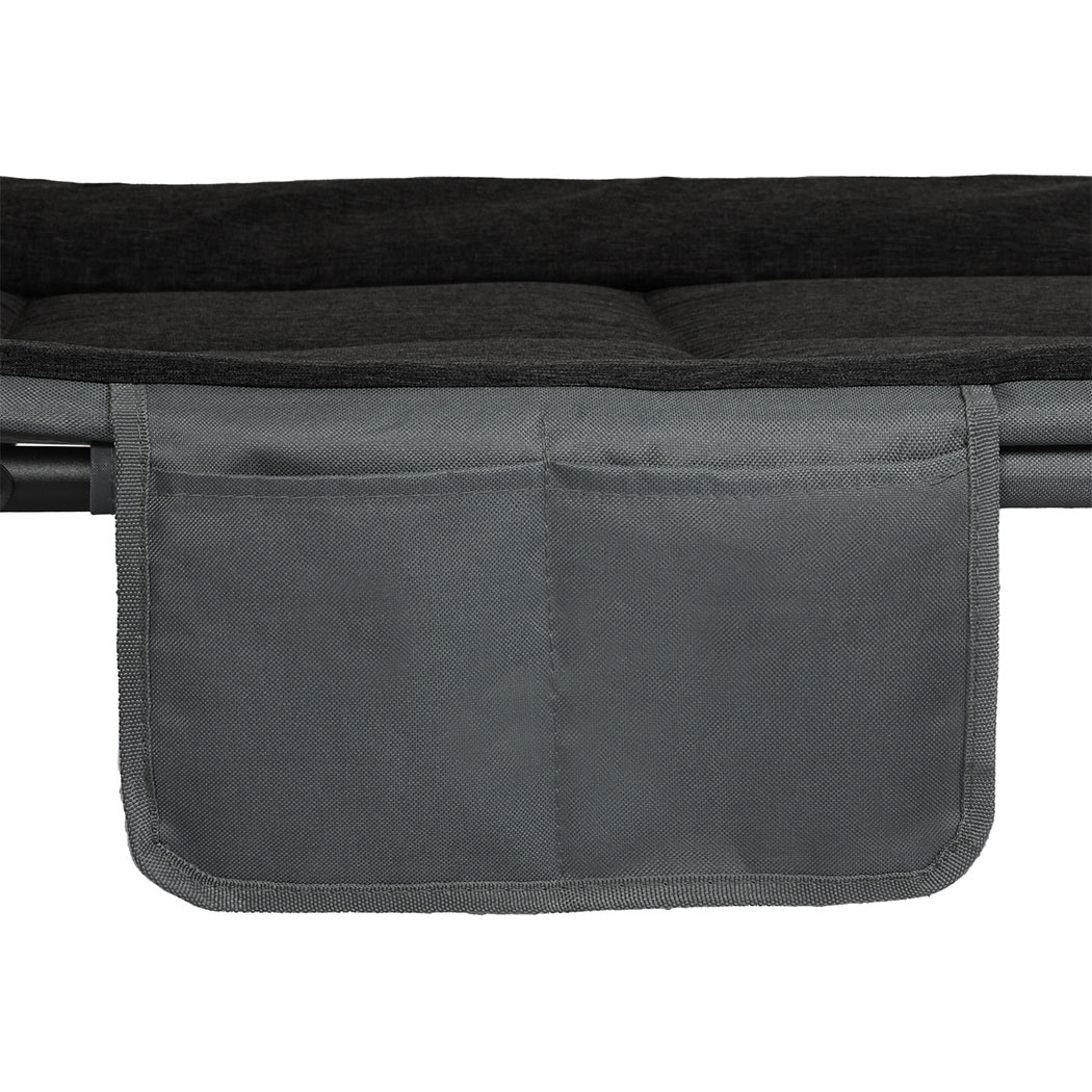 Levede Folding Camping Bed Camp Cots Black - Image 5